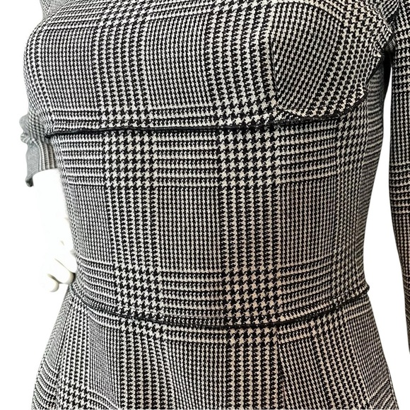Stella McCartney Houndstooth Plaid Boat Neck Wool Blend Dress Gray 42 US 6/8 - Picture 4 of 8